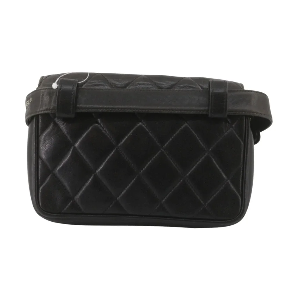 Chanel Vintage Black Quilted Leather Belt Bag